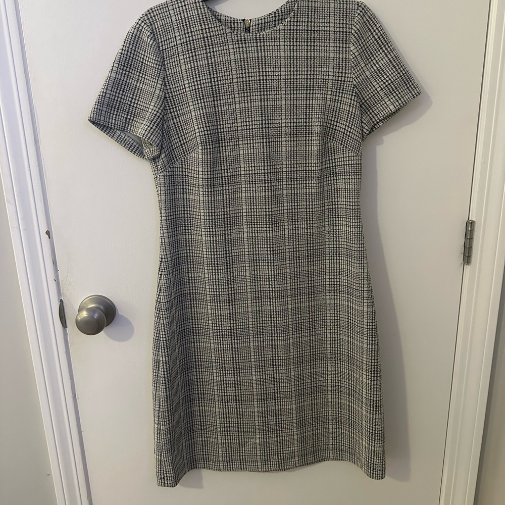 Calvin Klein Black and White Checkered Midi Dress